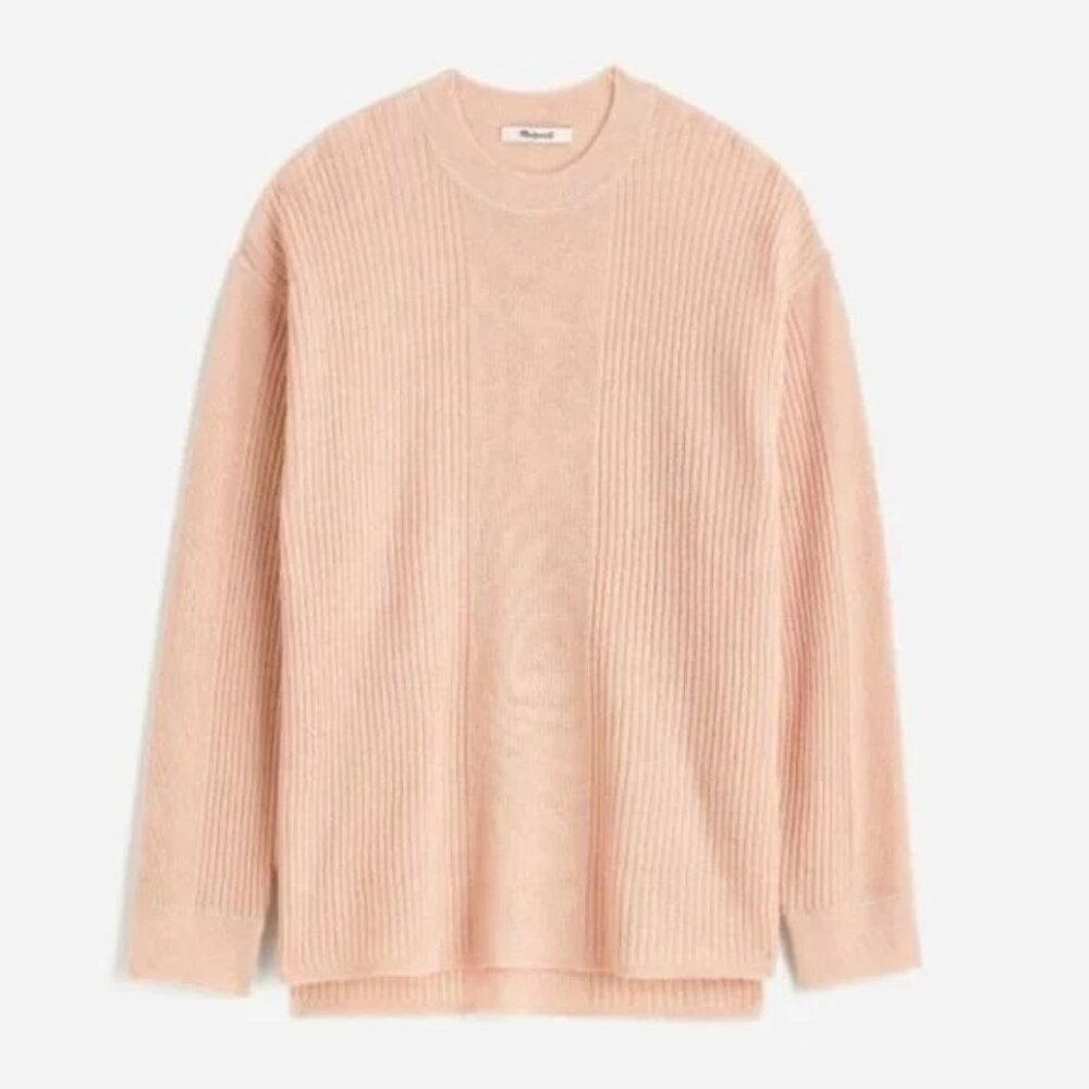 NWT Madewell Relaxed Sweater XXS Ribbed Alpaca-Blend Pink Feminine Lightweight